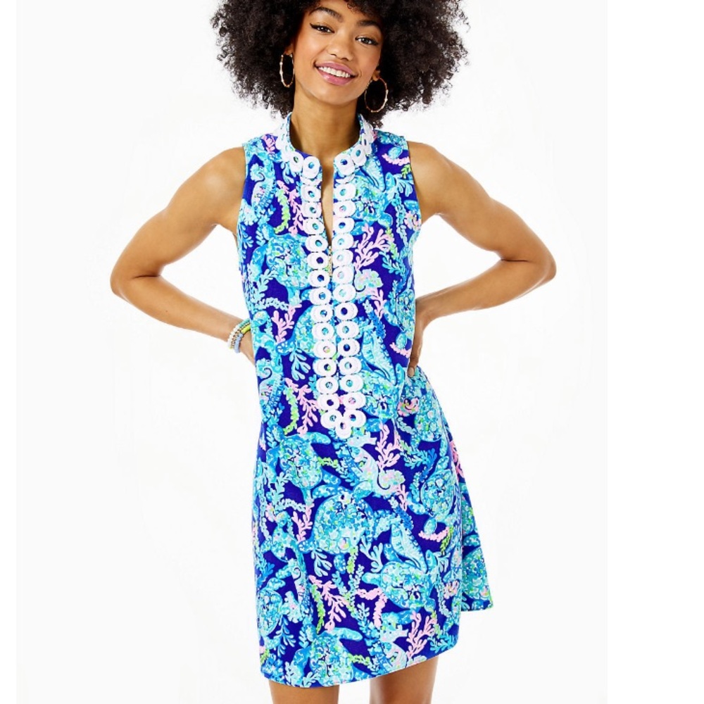 Lilly Pulitzer Jane Shift Dress Corsica Blue Turtle Villa